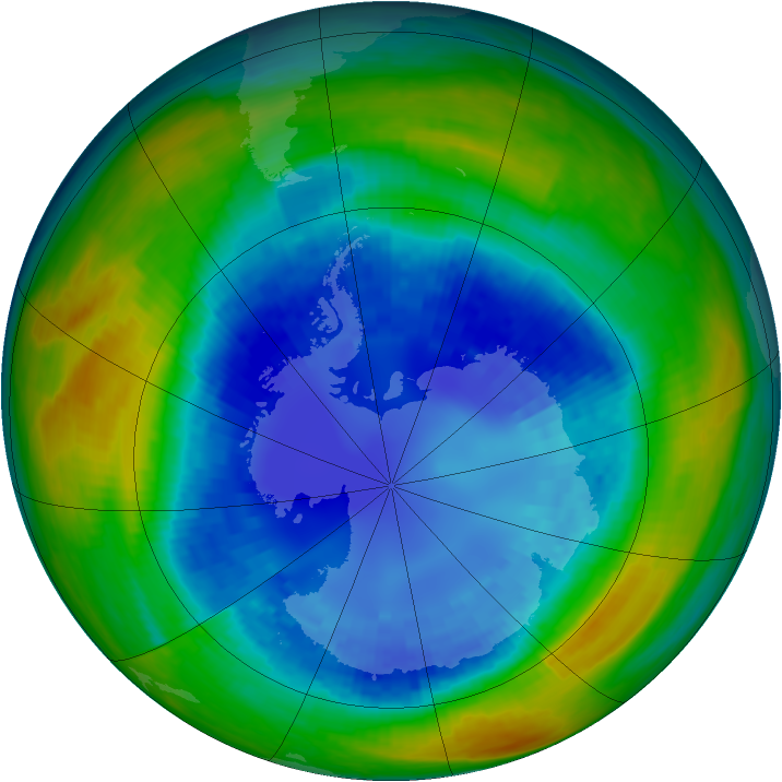 Antarctic ozone map for 28 August 1993